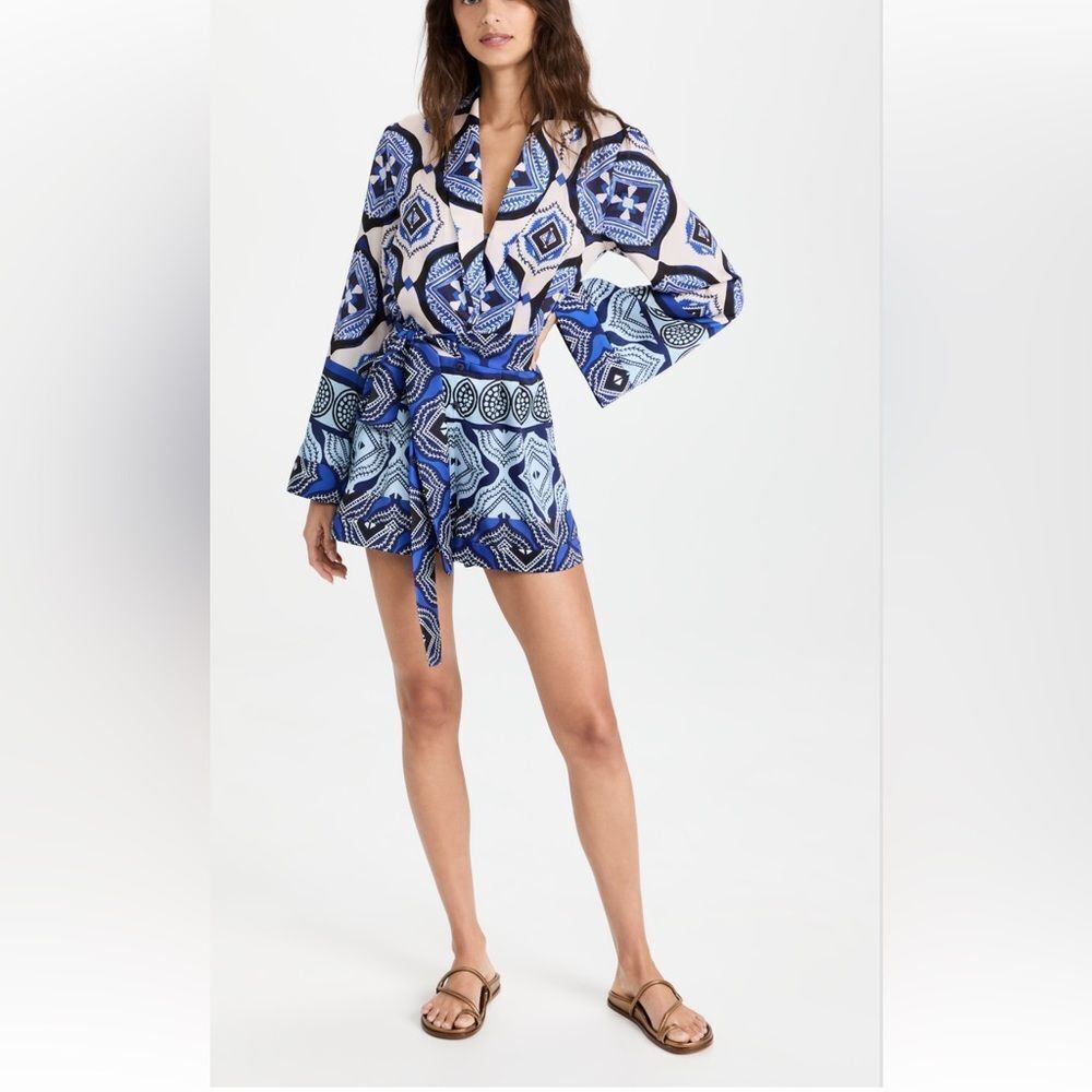 ALEXIS Robbie Belted Romper in Santorini Print Size Medium - Picture 2 of 9